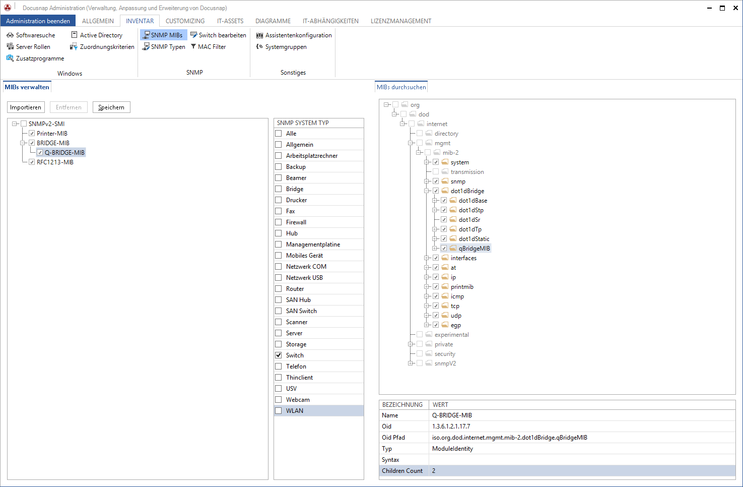 Docusnap-Administration-Inventar-SNMP-Mibs