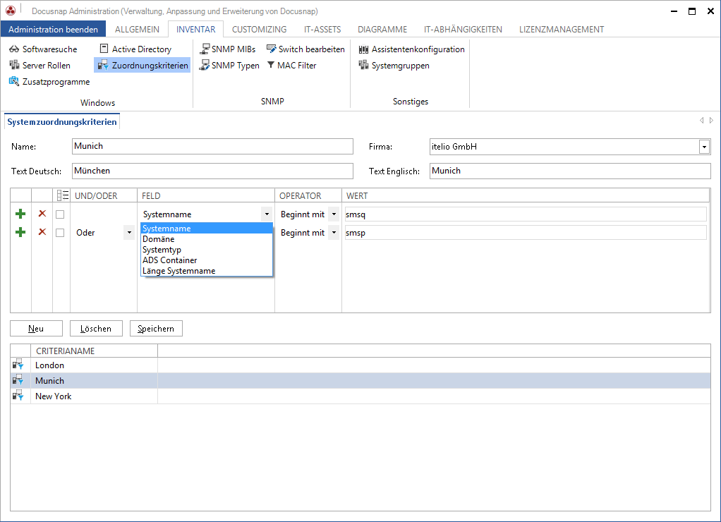 Docusnap-Administration-Inventar-Zuordnungskriterien